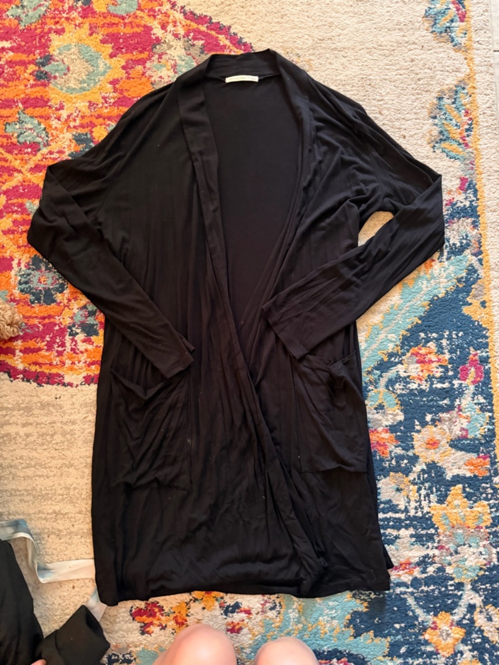 Active USA Black Long Open-Front Cardigan